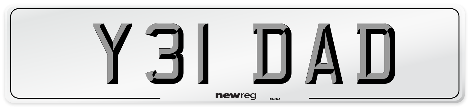 Y31 DAD Number Plate from New Reg